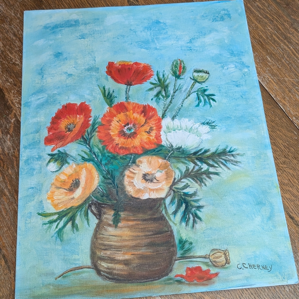 Floral Art Canvas with Vibrant Colors